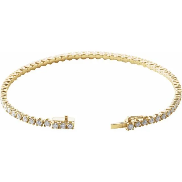 Bracelets TreasureFineJewelers 14K Yellow 3 CTW Diamond Line 7 Bracelet
