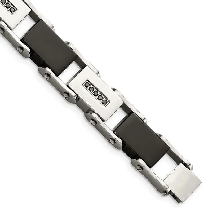 Bracelets TreasureFineJewelers Chisel Stainless Steel Polished Black IPplated with 14 carat Black Diamond 85 inch Bracelet Bracelets TreasureFineJewelers Chisel Stainless Steel Polished Black IPplated with 14 carat Black Diamond 85 inch Bracelet