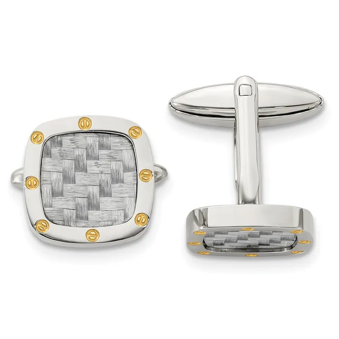 Bracelets TreasureFineJewelers Chisel Stainless Steel Polished Yellow IPplated with Grey Carbon Fiber Inlay Cufflinks Bracelets TreasureFineJewelers Chisel Stainless Steel Polished Yellow IPplated with Grey Carbon Fiber Inlay Cufflinks