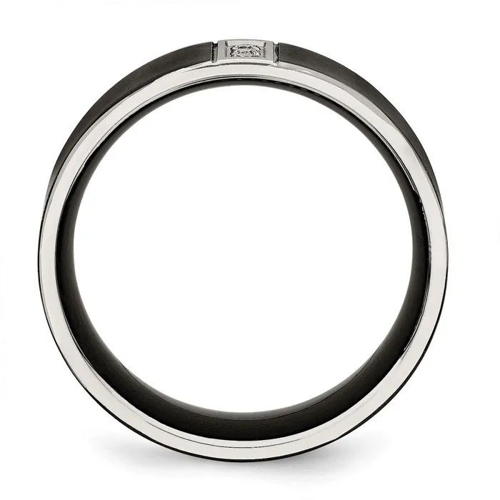Bracelets TreasureFineJewelers Stainless Steel Brushed Black IPplated wCZ 8mm Flat