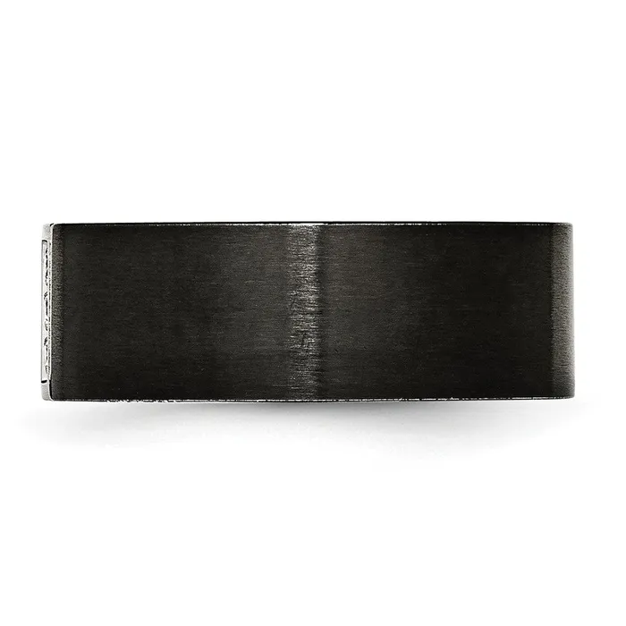 Bracelets TreasureFineJewelers Stainless Steel Brushed Black IPplated wCZ 8mm Flat