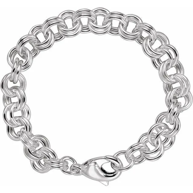 Bracelets TreasureFineJewelers Sterling Silver 9 mm Double Link Charm 7 12 Bracelet Bracelets TreasureFineJewelers Sterling Silver 9 mm Double Link Charm 7 12 Bracelet