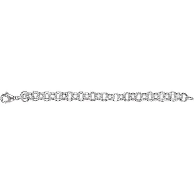 Bracelets TreasureFineJewelers Sterling Silver 9 mm Double Link Charm 7 12 Bracelet