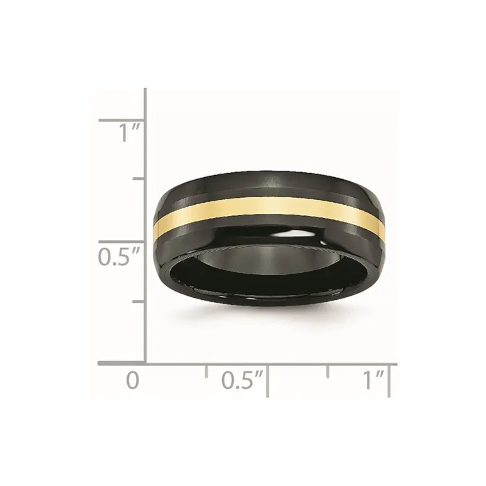 Ceramic Black with 14k Inlay 8mm Polished Band TreasureFineJewelers Rings