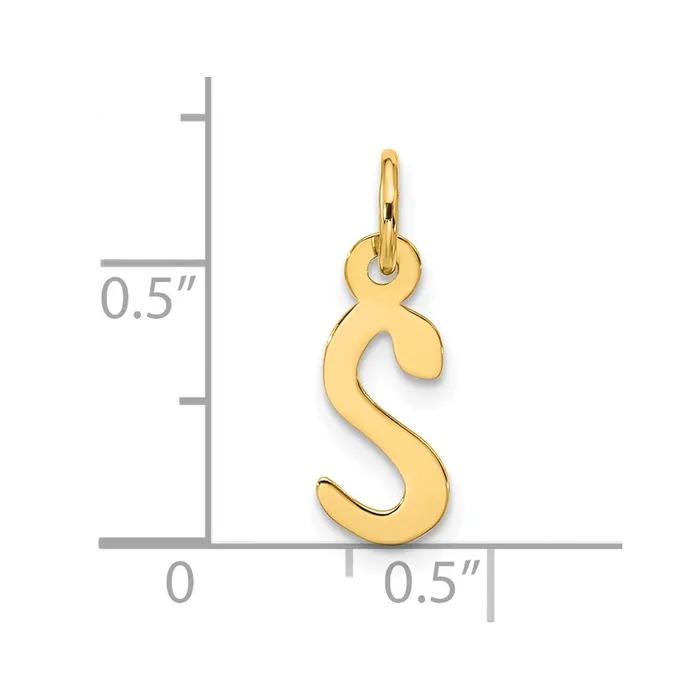 Charm Necklaces 10k Yellow Gold Large Slanted Block Initial S Charm TreasureFineJewelers