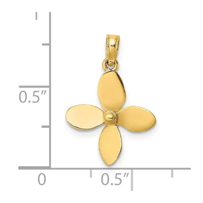 Charm Necklaces 14K 3D w 4 Blades Propeller Charm TreasureFineJewelers