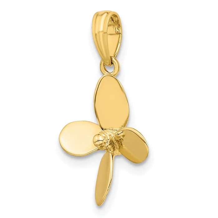 Charm Necklaces 14K 3D w 4 Blades Propeller Charm TreasureFineJewelers