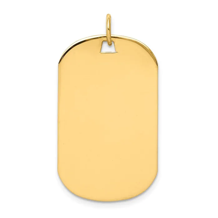 Charm Necklaces 14k Yellow Gold Plain 027 Gauge Engraveable Dog Tag Disc Charm TreasureFineJewelers