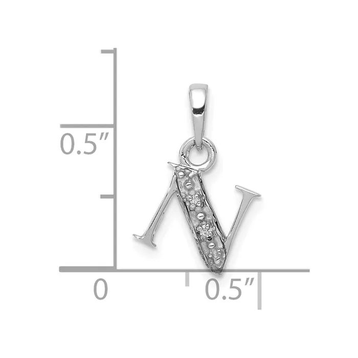 Charm Necklaces TreasureFineJewelers 10k White Gold Initial N Charm