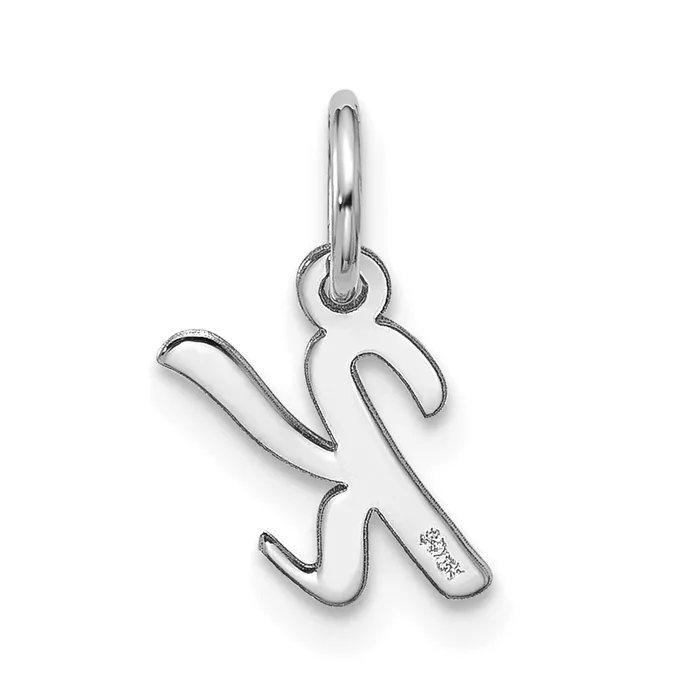 Charm Necklaces TreasureFineJewelers 10k White Gold Small Script Initial K Charm