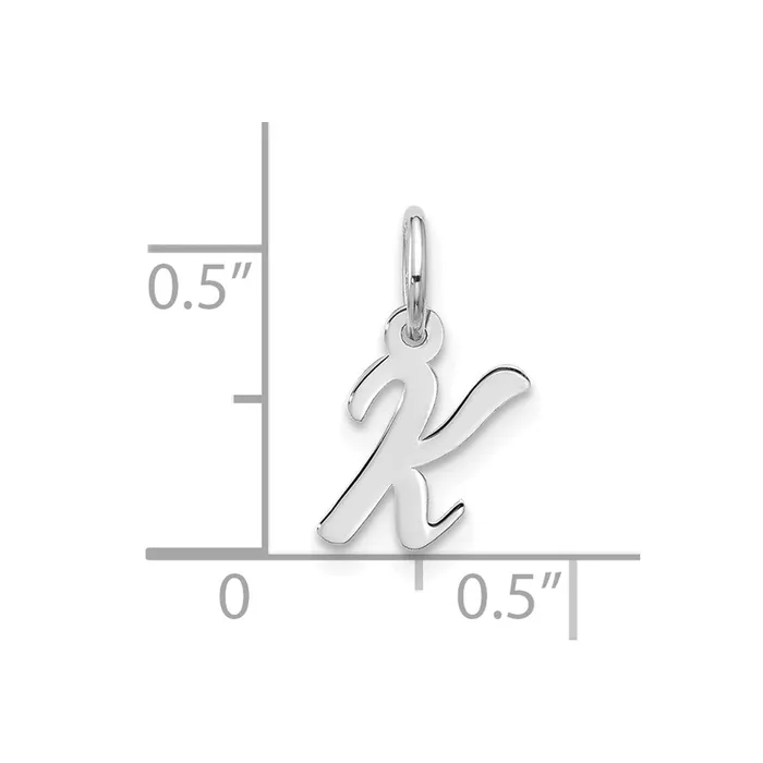 Charm Necklaces TreasureFineJewelers 10k White Gold Small Script Initial K Charm