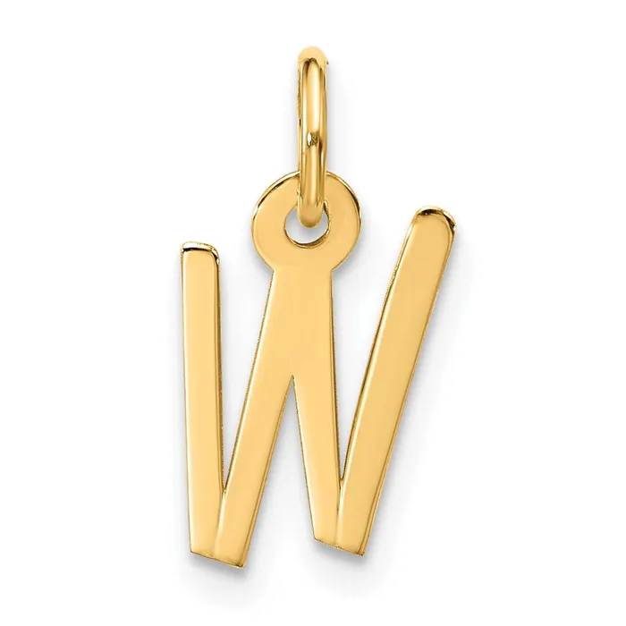 Charm Necklaces TreasureFineJewelers 10k Yellow Gold Large Slanted Block Initial W Charm Charm Necklaces TreasureFineJewelers 10k Yellow Gold Large Slanted Block Initial W Charm