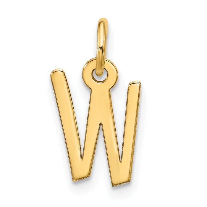 Charm Necklaces TreasureFineJewelers 10k Yellow Gold Large Slanted Block Initial W Charm