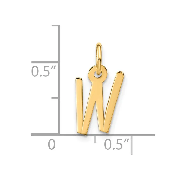 Charm Necklaces TreasureFineJewelers 10k Yellow Gold Large Slanted Block Initial W Charm