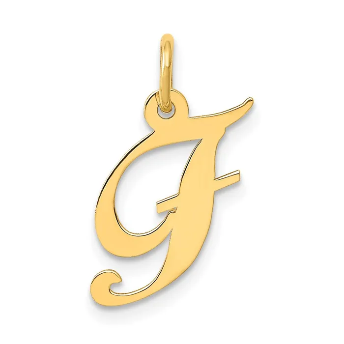 Charm Necklaces TreasureFineJewelers 10k Yellow Gold Small Fancy Script Initial F Charm Charm Necklaces TreasureFineJewelers 10k Yellow Gold Small Fancy Script Initial F Charm