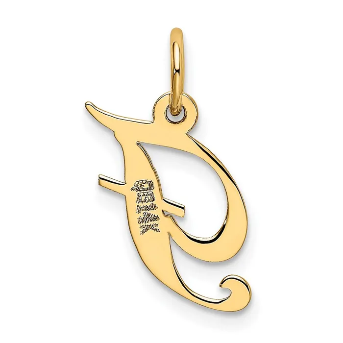 Charm Necklaces TreasureFineJewelers 10k Yellow Gold Small Fancy Script Initial F Charm
