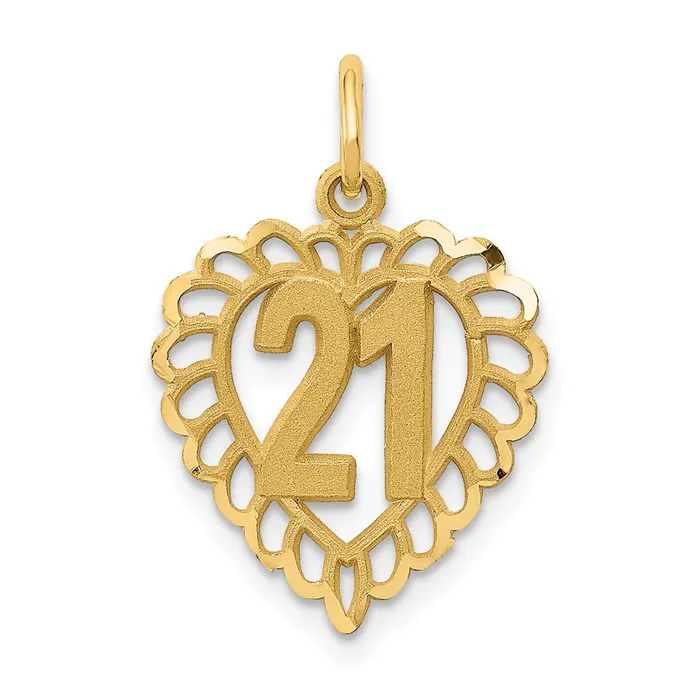 Charm Necklaces TreasureFineJewelers 14k 21 in Heart Charm