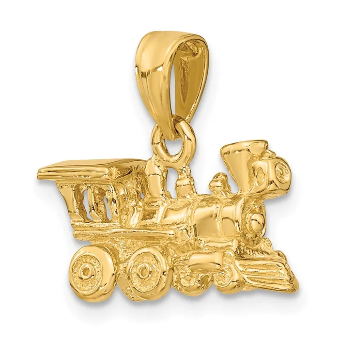Charm Necklaces TreasureFineJewelers 14k 3D Miniature Train Charm