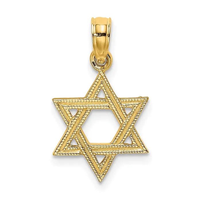 Charm Necklaces TreasureFineJewelers 14K Engraved Star Of David Charm