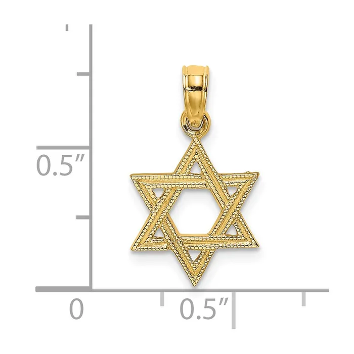 Charm Necklaces TreasureFineJewelers 14K Engraved Star Of David Charm