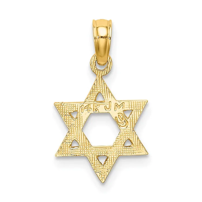 Charm Necklaces TreasureFineJewelers 14K Engraved Star Of David Charm