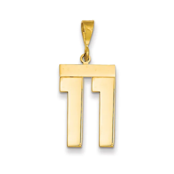 Charm Necklaces TreasureFineJewelers 14k Large Polished Number 11 Charm
