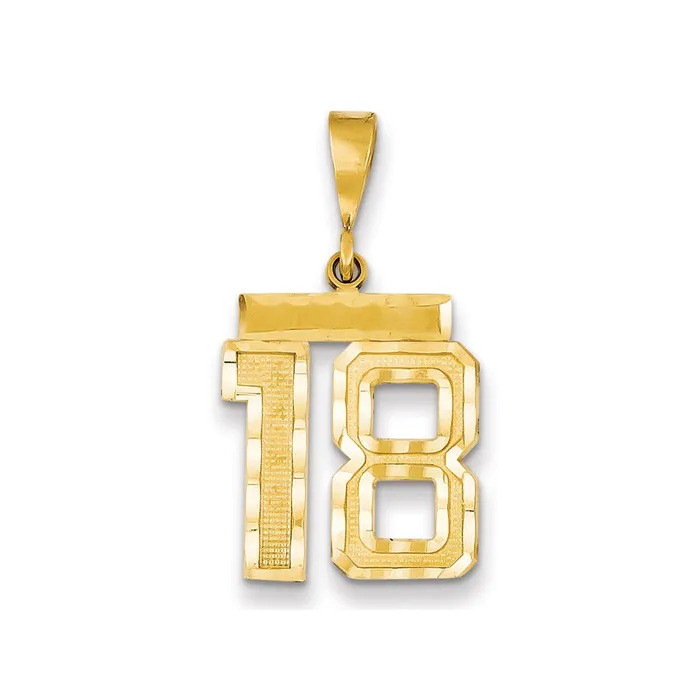 Charm Necklaces TreasureFineJewelers 14k Medium Diamondcut Number 18 Charm Charm Necklaces TreasureFineJewelers 14k Medium Diamondcut Number 18 Charm
