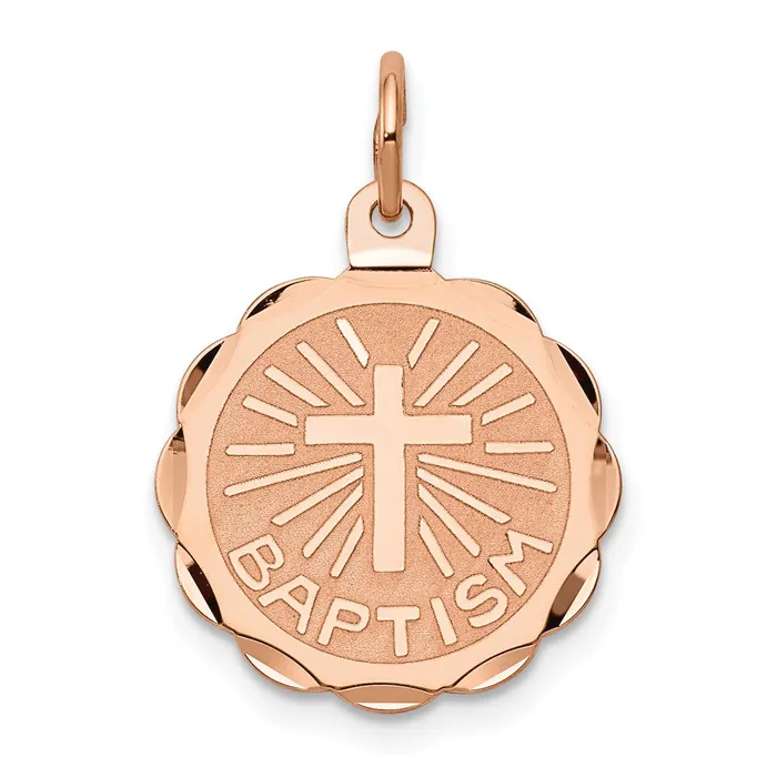 Charm Necklaces TreasureFineJewelers 14k Rose Gold Baptism Charm