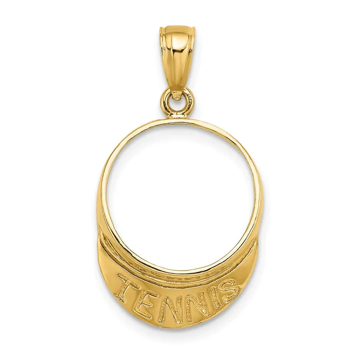 Charm Necklaces TreasureFineJewelers 14K Solid Polished 3D Tennis Visor Charm Charm Necklaces TreasureFineJewelers 14K Solid Polished 3D Tennis Visor Charm