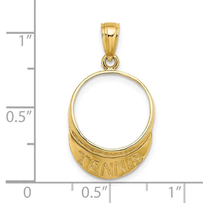 Charm Necklaces TreasureFineJewelers 14K Solid Polished 3D Tennis Visor Charm