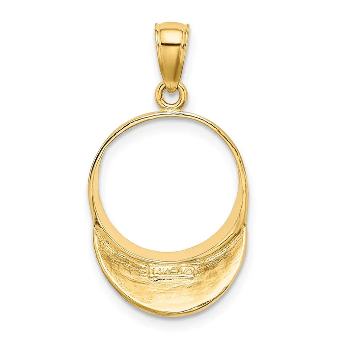 Charm Necklaces TreasureFineJewelers 14K Solid Polished 3D Tennis Visor Charm