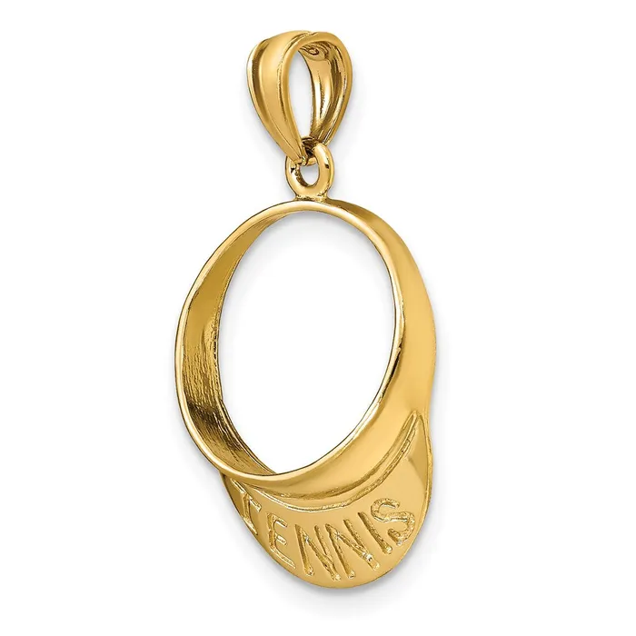 Charm Necklaces TreasureFineJewelers 14K Solid Polished 3D Tennis Visor Charm