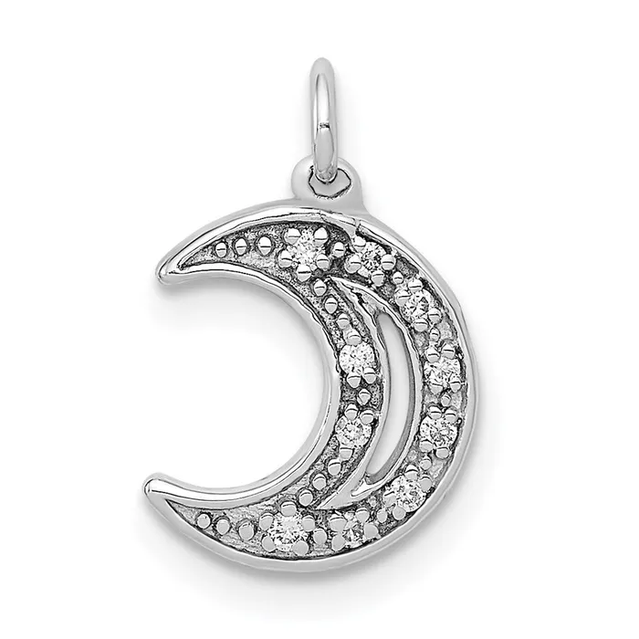 Charm Necklaces TreasureFineJewelers 14k White Gold Diamond Moon Charm