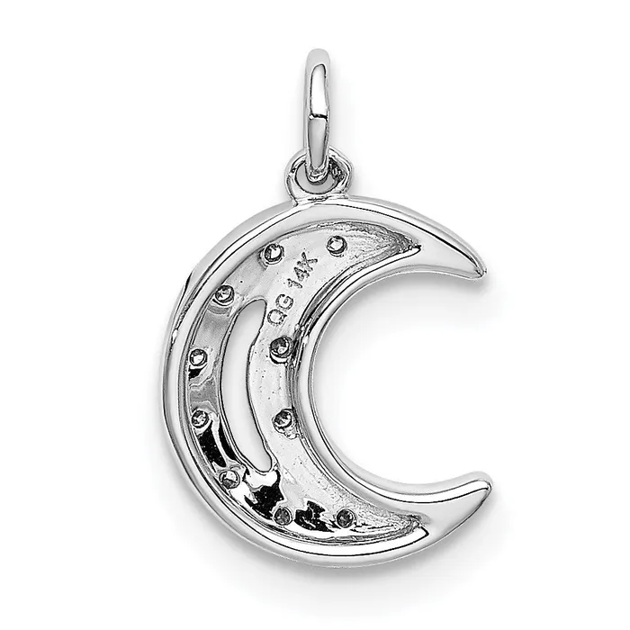 Charm Necklaces TreasureFineJewelers 14k White Gold Diamond Moon Charm