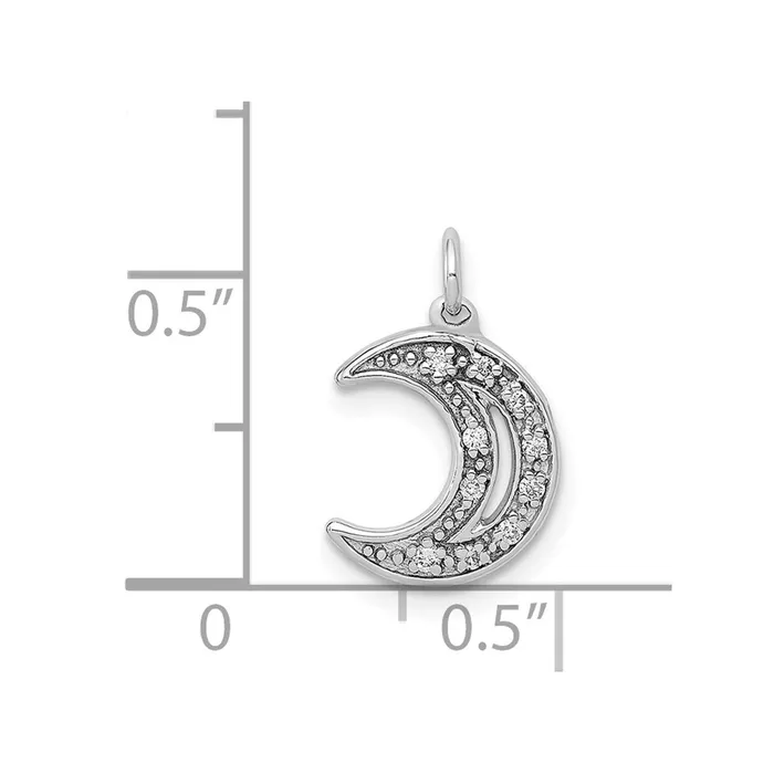 Charm Necklaces TreasureFineJewelers 14k White Gold Diamond Moon Charm