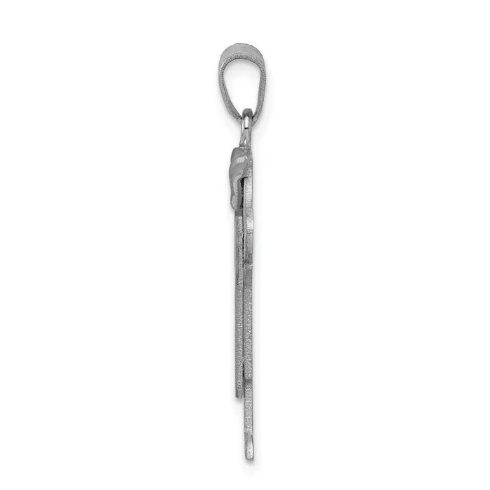 Charm Necklaces TreasureFineJewelers 14k White Gold Medium Boy with Hat on Left Engravable Charm
