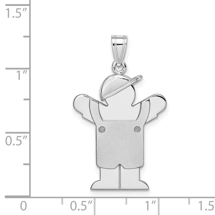 Charm Necklaces TreasureFineJewelers 14k White Gold Medium Boy with Hat on Left Engravable Charm