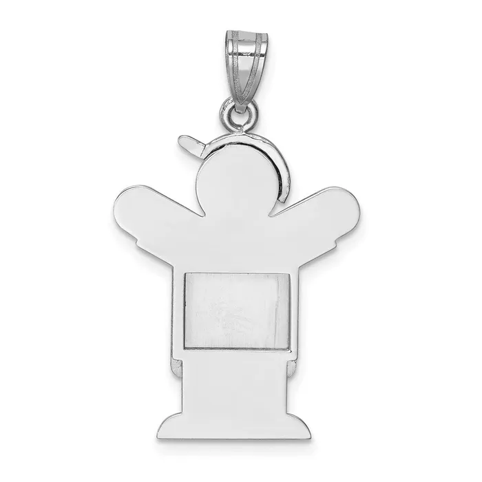 Charm Necklaces TreasureFineJewelers 14k White Gold Medium Boy with Hat on Left Engravable Charm