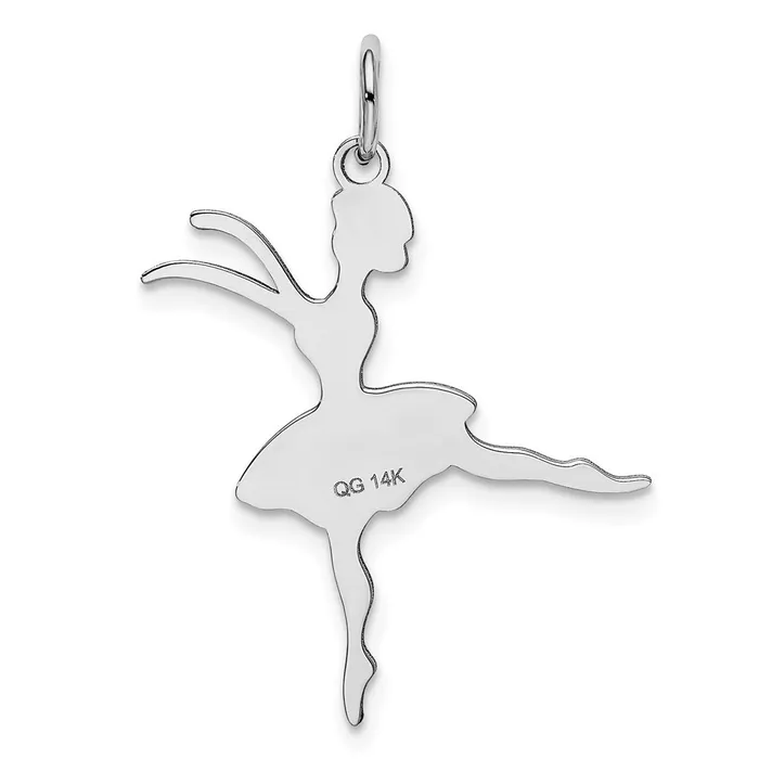 Charm Necklaces TreasureFineJewelers 14k White Gold Satin Polished Ballerina Charm