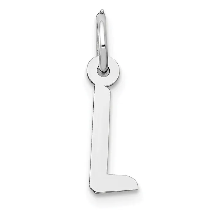 Charm Necklaces TreasureFineJewelers 14K White Gold Small Slanted Block Letter L Initial Charm Charm Necklaces TreasureFineJewelers 14K White Gold Small Slanted Block Letter L Initial Charm