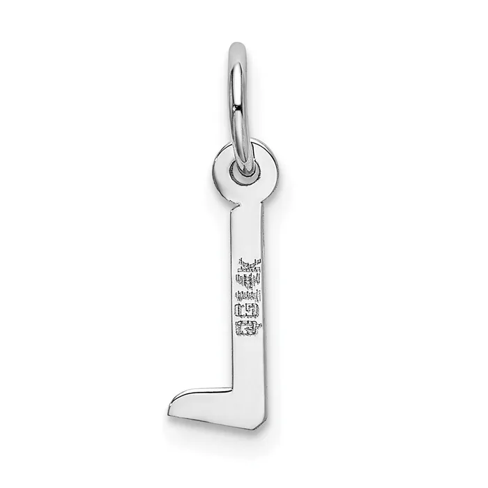 Charm Necklaces TreasureFineJewelers 14K White Gold Small Slanted Block Letter L Initial Charm