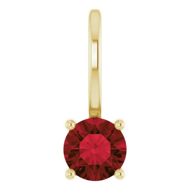 Charm Necklaces TreasureFineJewelers 14K Yellow Gold Imitation Mozambique Garnet Solitaire CharmPendant