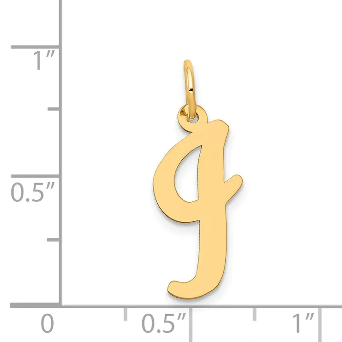 Charm Necklaces TreasureFineJewelers 14k Yellow Gold Large Script Letter I Initial Charm