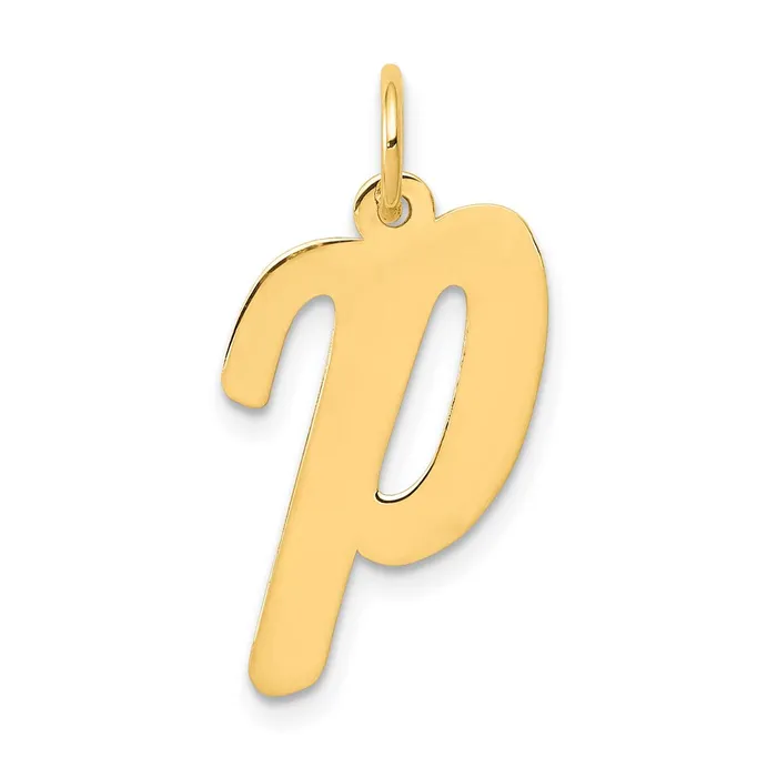 Charm Necklaces TreasureFineJewelers 14k Yellow Gold Large Script Letter P Initial Charm Charm Necklaces TreasureFineJewelers 14k Yellow Gold Large Script Letter P Initial Charm