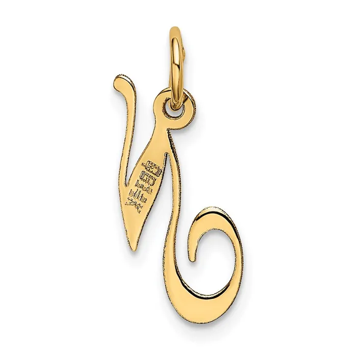Charm Necklaces TreasureFineJewelers 14k Yellow Gold Small Fancy Script Letter N Initial Charm