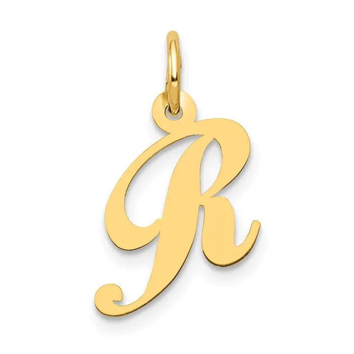 Charm Necklaces TreasureFineJewelers 14k Yellow Gold Small Fancy Script Letter R Initial Charm Charm Necklaces TreasureFineJewelers 14k Yellow Gold Small Fancy Script Letter R Initial Charm