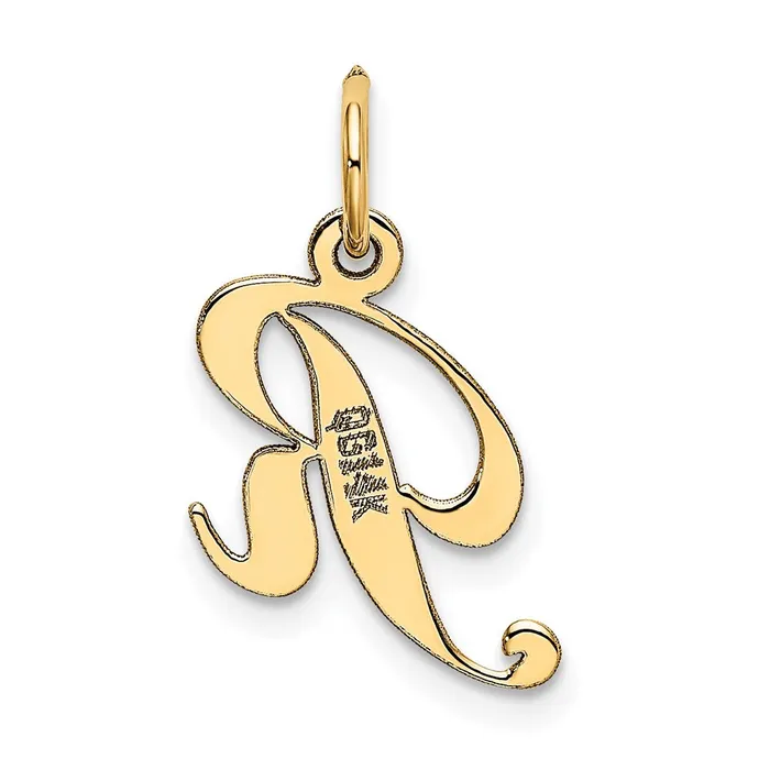 Charm Necklaces TreasureFineJewelers 14k Yellow Gold Small Fancy Script Letter R Initial Charm