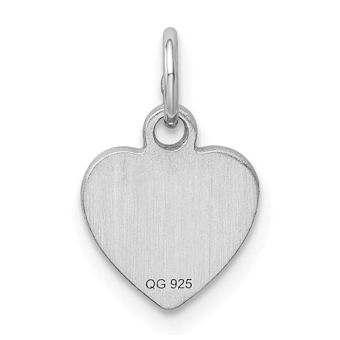 Charm Necklaces TreasureFineJewelers SS Rhplt Engraveable Heart Polished FrontSatin Back Disc Charm