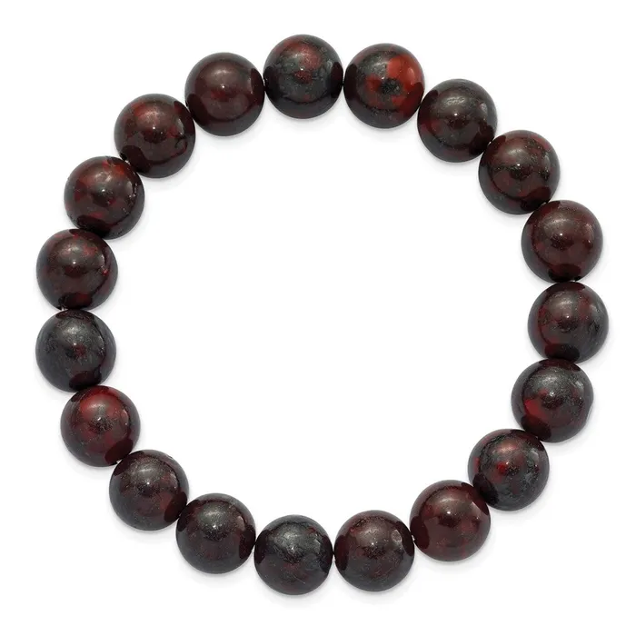 Chisel 10mm Black and Red Agate Beaded Stretch Bracelet TreasureFineJewelers Bracelets