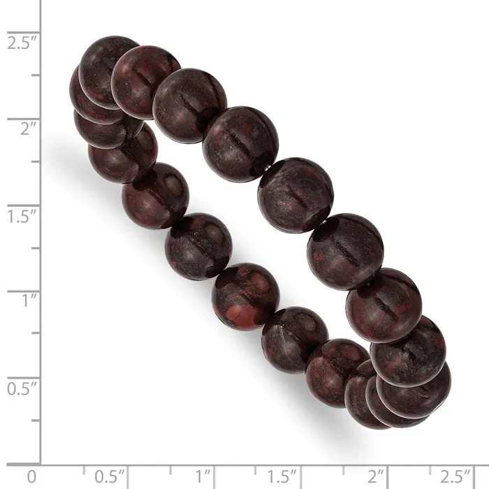Chisel 10mm Black and Red Agate Beaded Stretch Bracelet TreasureFineJewelers Bracelets